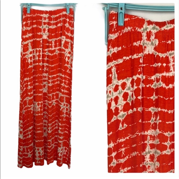Loveappella Bohemian Orange Tie Dye Maxi Skirt Size S - Picture 7 of 8